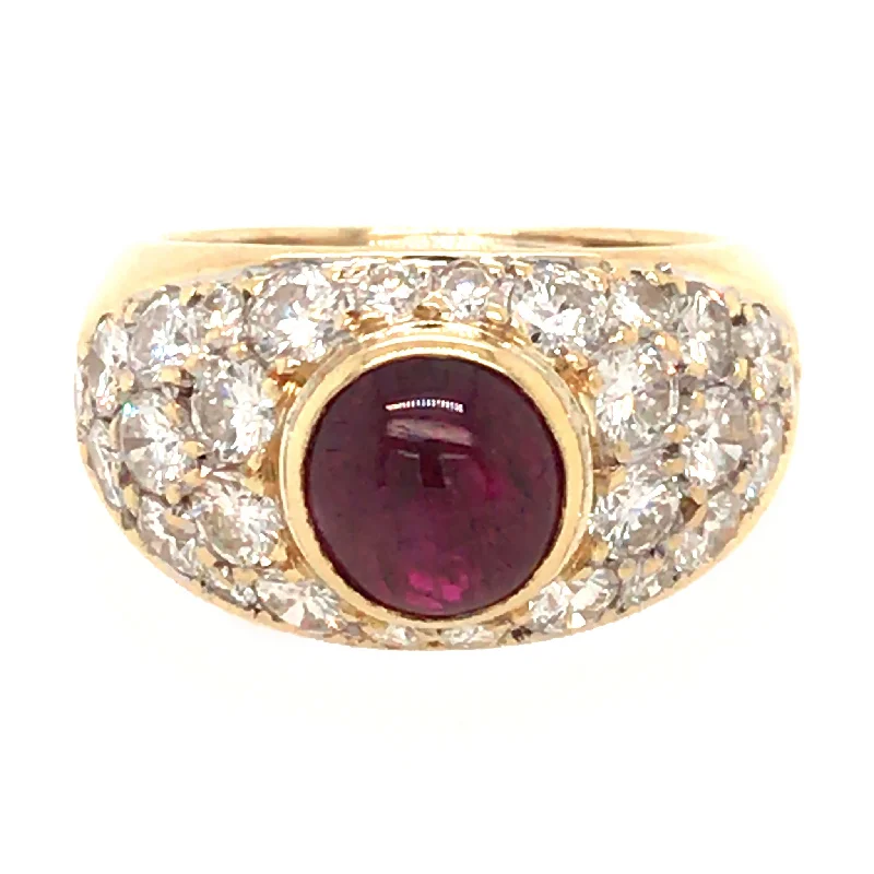 Grab Your Favorite Jewelry At The Lowest Prices Fashion Forward Ruby & Pave Set Diamond Ring in 18k Gold Grab Your Favorite Jewelry At The Lowest Prices Fashion Forward Ruby & Pave Set Diamond Ring in 18k Gold