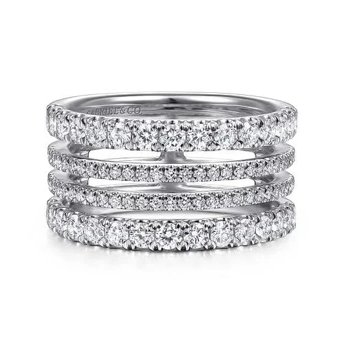 The Perfect Jewelry Piece At The Perfect Price Modern Fashion Sale 14K White Gold Four Row Diamond Ring The Perfect Jewelry Piece At The Perfect Price Modern Fashion Sale 14K White Gold Four Row Diamond Ring