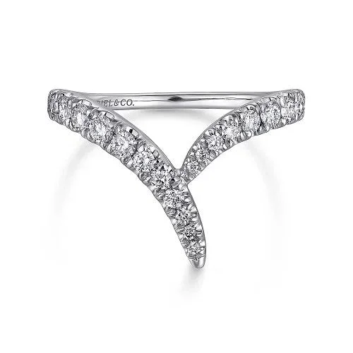 Chic, Trendy, And Affordable Jewelry Sale Affordable Luxury Fashion 14K White Gold V Shaped Bypass Diamond Ring