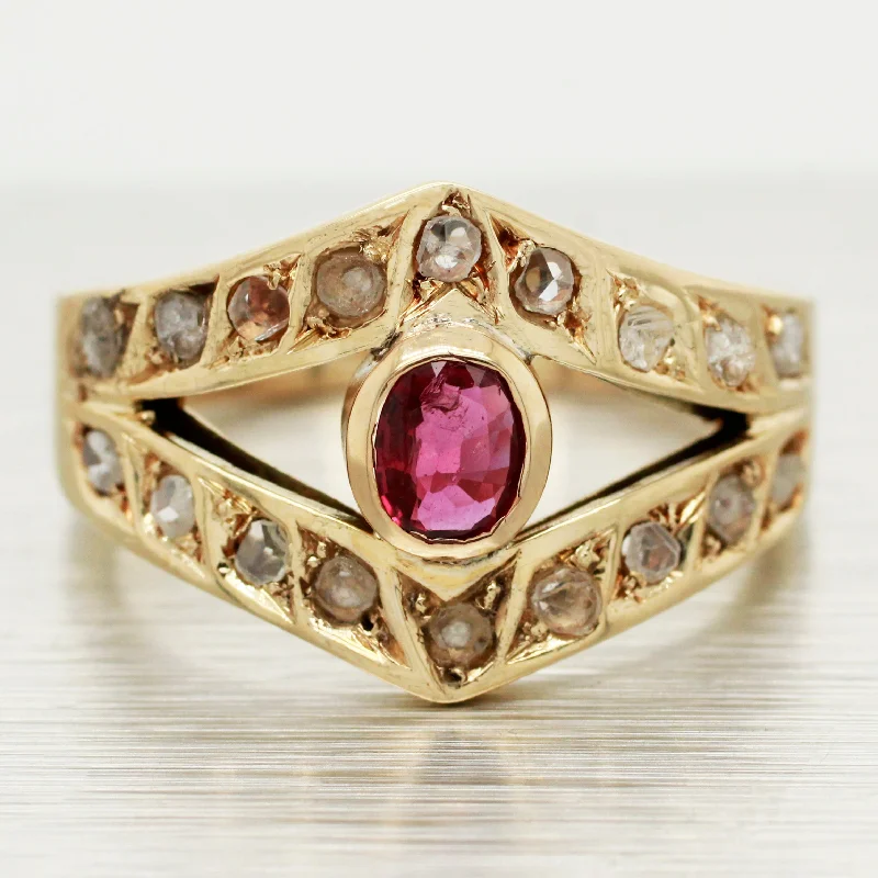 Elegant Jewelry At Unbeatable Offers – Shop Before It's Gone Street Style Discounts Antique Art Deco Ruby & Rose Cut Diamond Ring - 14k Yellow Gold Split Shank Band Elegant Jewelry At Unbeatable Offers – Shop Before It's Gone Street Style Discounts Antique Art Deco Ruby & Rose Cut Diamond Ring - 14k Yellow Gold Split Shank Band