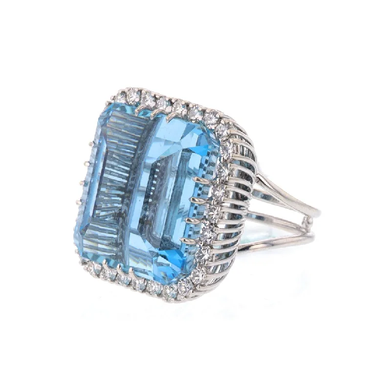 Personalized Engraved Jewelry For Meaningful Gifts Winter Warehouse Sale Aquamarine & Diamond Ring Personalized Engraved Jewelry For Meaningful Gifts Winter Warehouse Sale Aquamarine & Diamond Ring