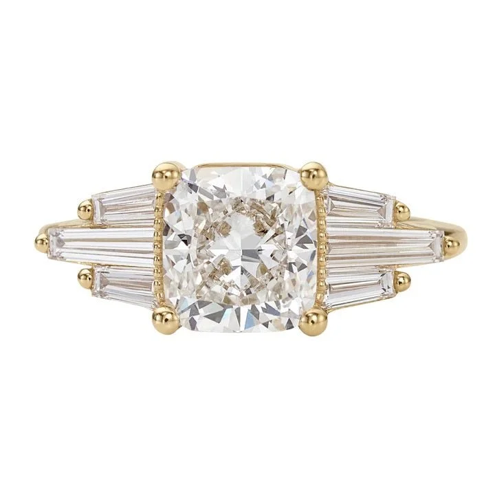 Shop Trending Jewelry With Exclusive Savings Urban Fashion ORDER ONLY: 18K Gold Cushion-Shaped Diamond Ring with Baguette "Wings" Shop Trending Jewelry With Exclusive Savings Urban Fashion ORDER ONLY: 18K Gold Cushion-Shaped Diamond Ring with Baguette "Wings"