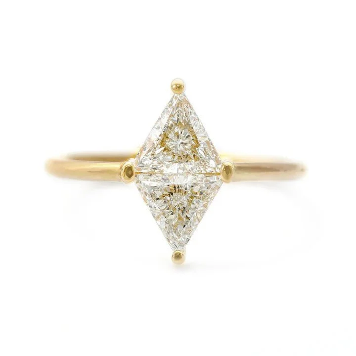 Shop Dazzling Jewelry With Special Promotional Discounts Casual Chic Deals ORDER ONLY: 18K Gold Prong-Set "Rhombus" Double Triangular Diamond Ring Shop Dazzling Jewelry With Special Promotional Discounts Casual Chic Deals ORDER ONLY: 18K Gold Prong-Set "Rhombus" Double Triangular Diamond Ring