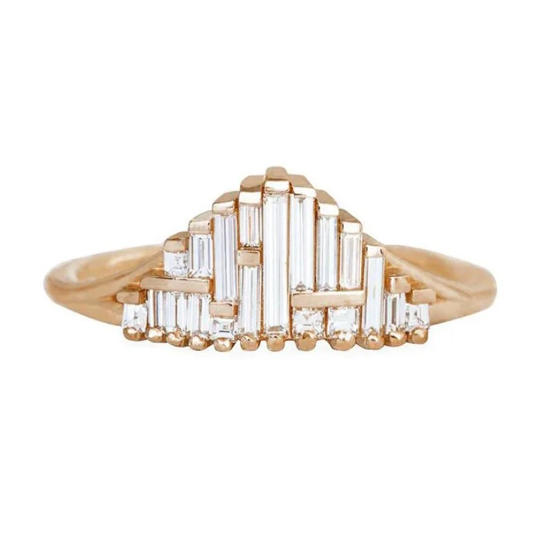 Unmissable Discounts On Timeless Jewelry Pieces Must-Have Style Discounts ORDER ONLY: Rose Gold Graduated Curved Needle Baguette Diamond Ring Unmissable Discounts On Timeless Jewelry Pieces Must-Have Style Discounts ORDER ONLY: Rose Gold Graduated Curved Needle Baguette Diamond Ring