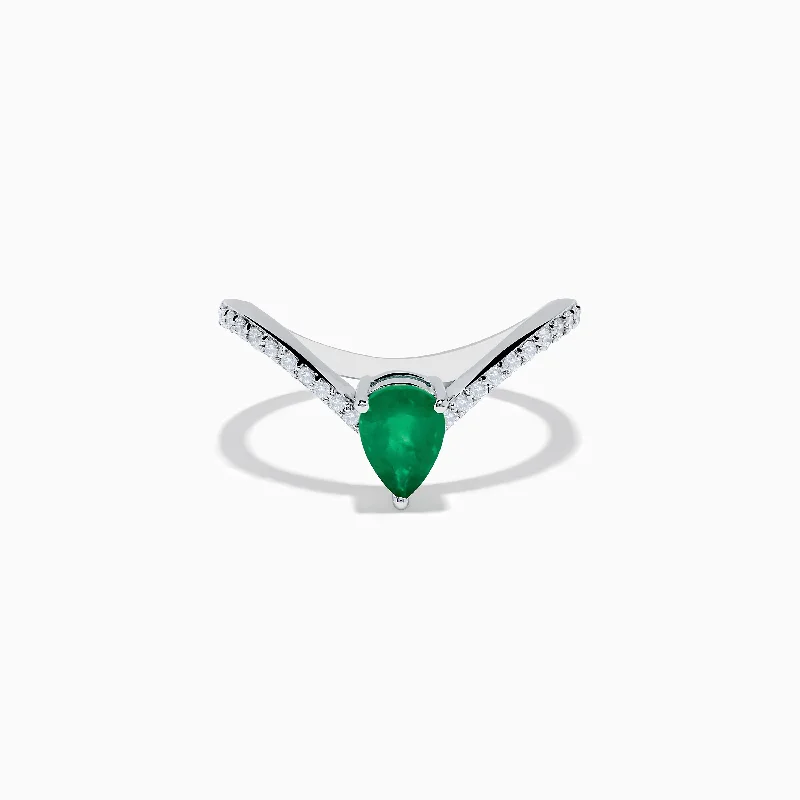 Fashion-Forward Geometric Jewelry For Contemporary Style End-Of-Season Clearance Brasilica 14K White Gold Emerald and Diamond Ring Fashion-Forward Geometric Jewelry For Contemporary Style End-Of-Season Clearance Brasilica 14K White Gold Emerald and Diamond Ring