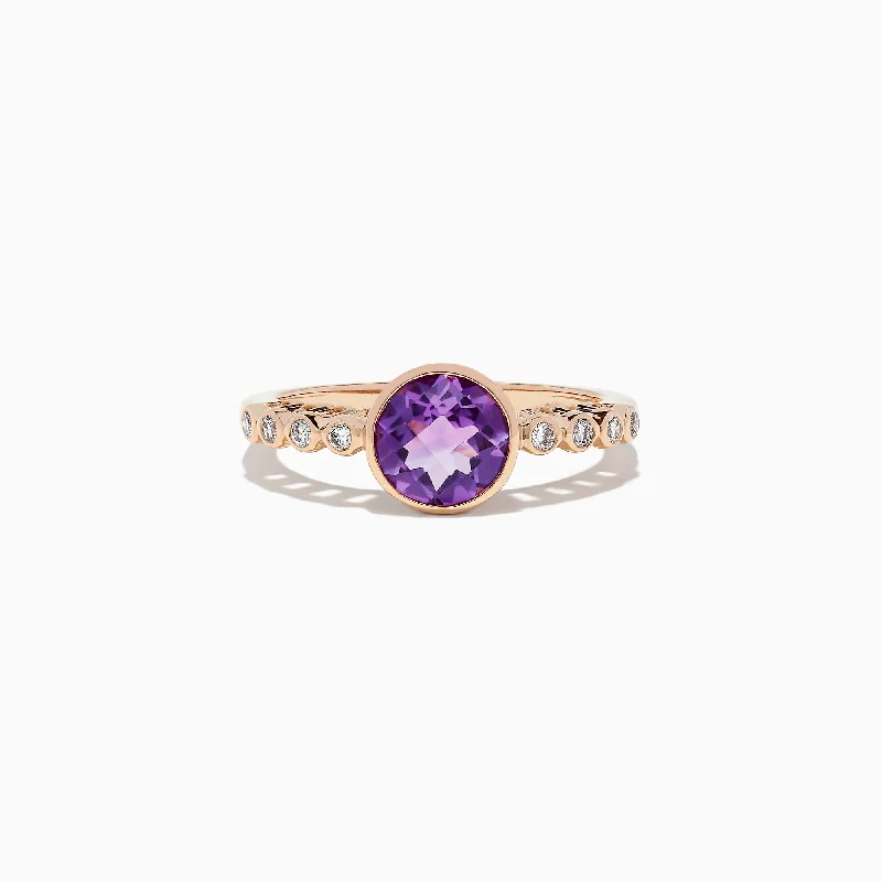 Luxury Jewelry At Unbeatable Discounts Romantic Fashion Discounts 14K Rose Gold Amethyst and Diamond Ring, 1.31 TCW Luxury Jewelry At Unbeatable Discounts Romantic Fashion Discounts 14K Rose Gold Amethyst and Diamond Ring, 1.31 TCW