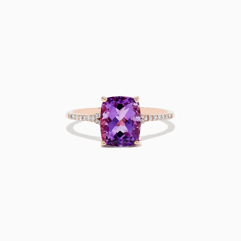 Limited-Time Offer On Elegant Jewelry Pieces Athleisure Style Sale 14K Rose Gold Amethyst and Diamond Ring, 2.21 TCW Limited-Time Offer On Elegant Jewelry Pieces Athleisure Style Sale 14K Rose Gold Amethyst and Diamond Ring, 2.21 TCW