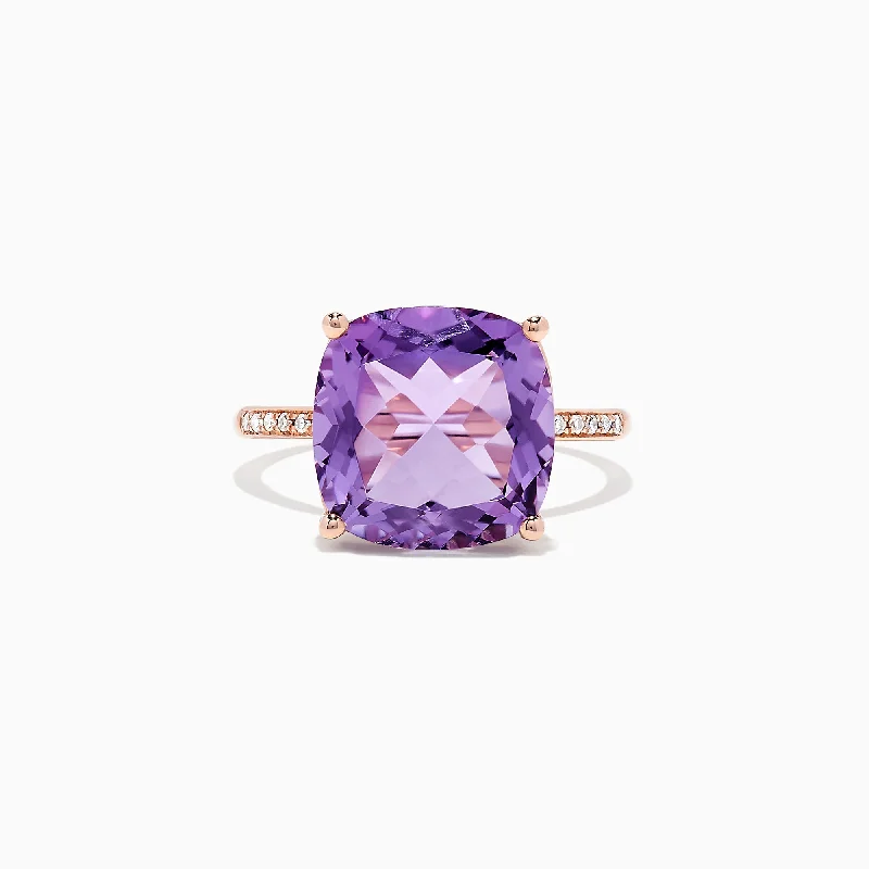 Shop Dazzling Jewelry At The Best Prices Smart Casual Deals 14K Rose Gold Amethyst and Diamond Ring, 6.65 TCW Shop Dazzling Jewelry At The Best Prices Smart Casual Deals 14K Rose Gold Amethyst and Diamond Ring, 6.65 TCW