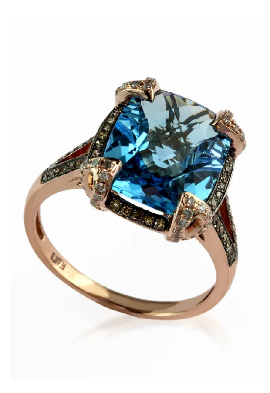 Seasonal Jewelry Deals – Elevate Your Style Retro Style Promotions 14K Rose Gold Blue Topaz and Diamond Ring, 6.76 TCW Seasonal Jewelry Deals – Elevate Your Style Retro Style Promotions 14K Rose Gold Blue Topaz and Diamond Ring, 6.76 TCW