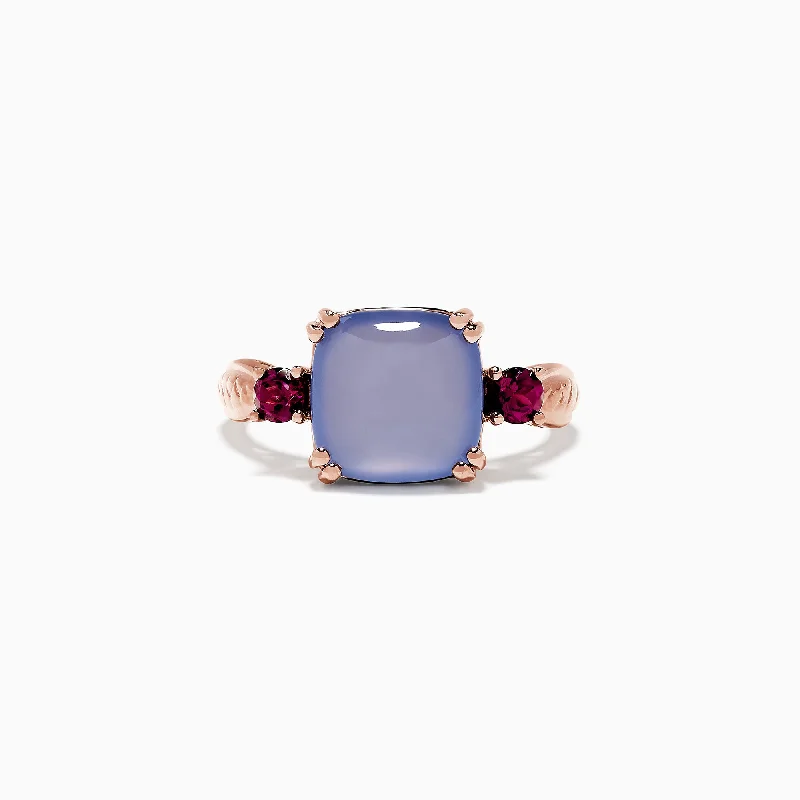 Premium Jewelry Now Available At Special Discounts Exclusive Fashion Deals 14K Rose Gold Chalcedony, Rhodolite Garnet and Diamond Ring, 4.42 TCW Premium Jewelry Now Available At Special Discounts Exclusive Fashion Deals 14K Rose Gold Chalcedony, Rhodolite Garnet and Diamond Ring, 4.42 TCW
