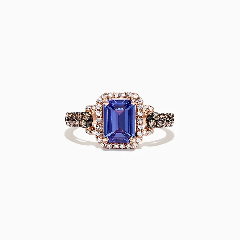 Trending Jewelry Now At Unbeatable Prices Fashion Forward Nahla Siri 14K Rose Gold Emerald Cut Tanzanite and Diamond Ring, 1.72 TCW Trending Jewelry Now At Unbeatable Prices Fashion Forward Nahla Siri 14K Rose Gold Emerald Cut Tanzanite and Diamond Ring, 1.72 TCW