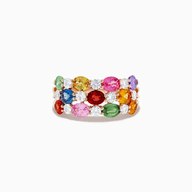 Shop Dazzling Jewelry At The Best Prices Feminine Style Promotions 14K Rose Gold Multi Sapphire and Diamond Ring Shop Dazzling Jewelry At The Best Prices Feminine Style Promotions 14K Rose Gold Multi Sapphire and Diamond Ring