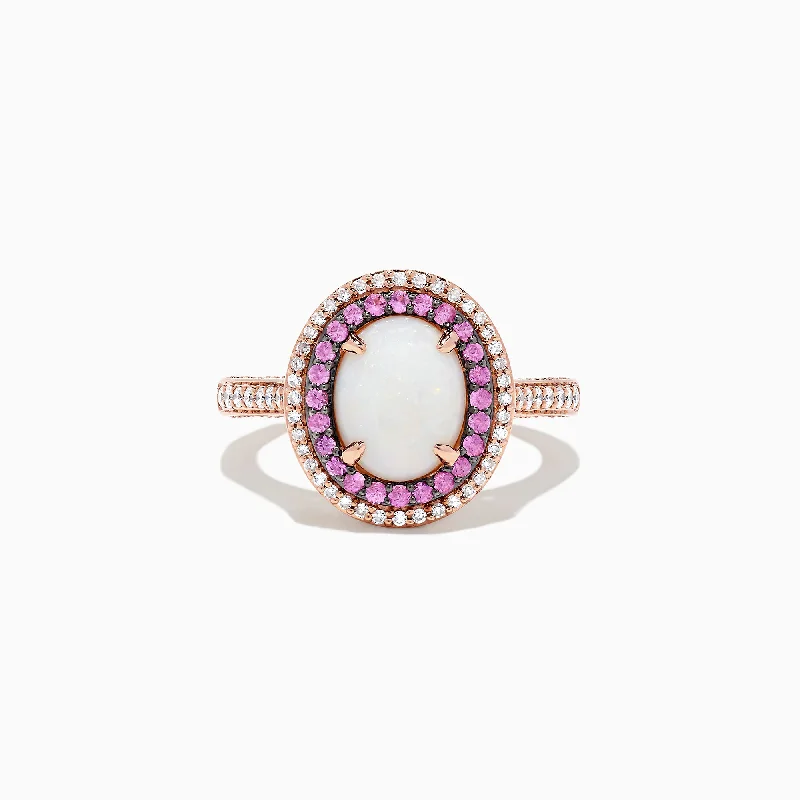 Seasonal Jewelry Deals – Elevate Your Style Easy Elegance Sales 14K Rose Gold Opal, Pink Sapphire and Diamond Ring, 2.20 TCW Seasonal Jewelry Deals – Elevate Your Style Easy Elegance Sales 14K Rose Gold Opal, Pink Sapphire and Diamond Ring, 2.20 TCW
