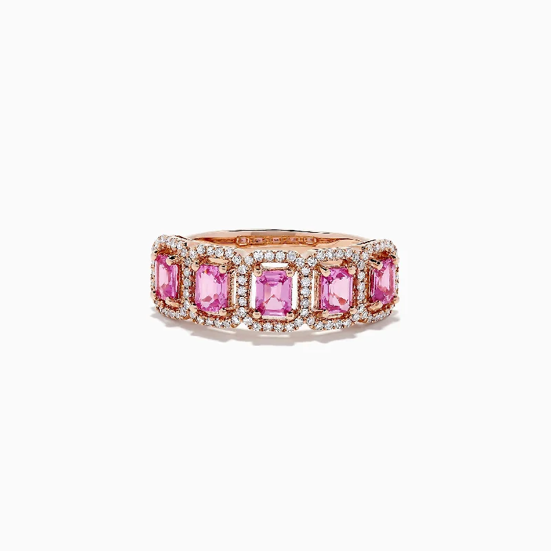 Affordable Luxury Jewelry For Every Occasion Contemporary Chic Promotions 14K Rose Gold Pink Sapphire and Diamond Ring, 1.49 TCW Affordable Luxury Jewelry For Every Occasion Contemporary Chic Promotions 14K Rose Gold Pink Sapphire and Diamond Ring, 1.49 TCW