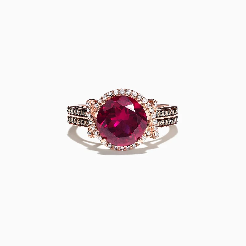 Fashion-Forward Jewelry At Incredible Prices Playful Fashion Offers 14K Rose Gold Rhodolite Garnet and Diamond Ring, 2.51 TCW