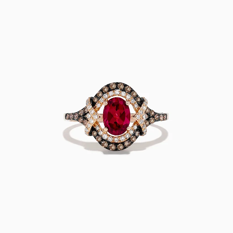Discounted Jewelry For A Glamorous Look Cozy Comfort Style Sale 14K Rose Gold Rhodolite Garnet and Diamond Ring, 1.34 TCW
