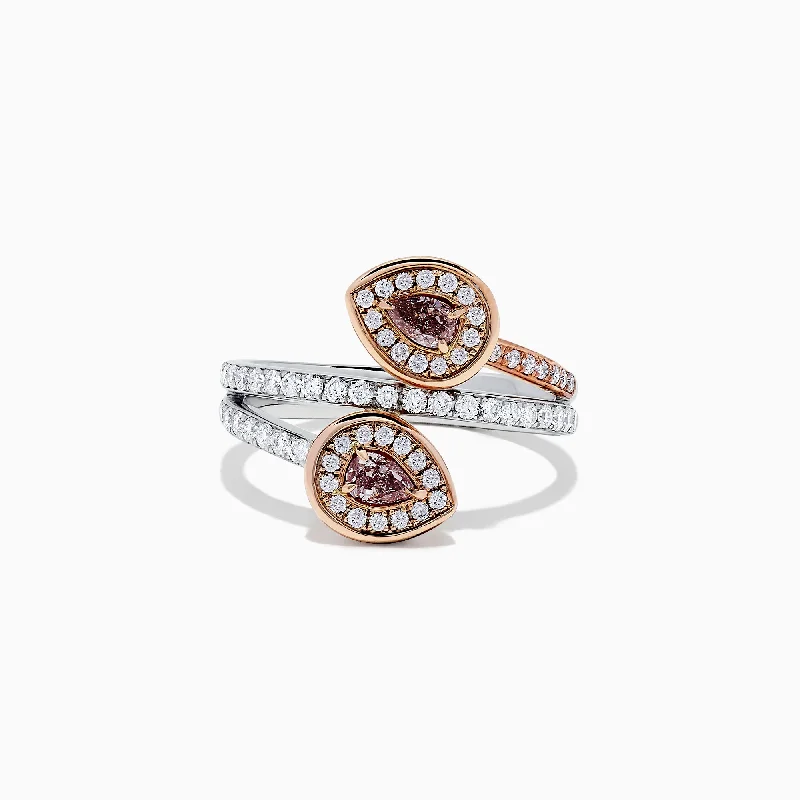 Stunning Jewelry At A Fraction Of The Price Laid-Back Fashion Offers 14K Two Tone Gold Pink and White Diamond Ring, 0.72 TCW Stunning Jewelry At A Fraction Of The Price Laid-Back Fashion Offers 14K Two Tone Gold Pink and White Diamond Ring, 0.72 TCW
