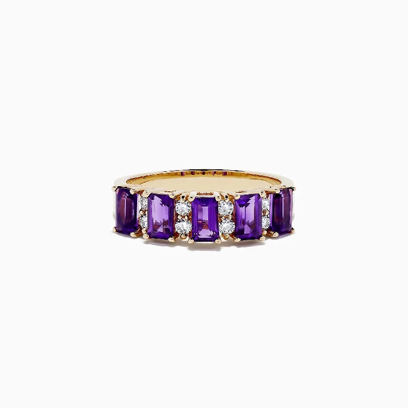 Handcrafted Beauty At Affordable Prices Final Sale 14K Yellow Gold Amethyst and Diamond Ring, 1.14 TCW Handcrafted Beauty At Affordable Prices Final Sale 14K Yellow Gold Amethyst and Diamond Ring, 1.14 TCW