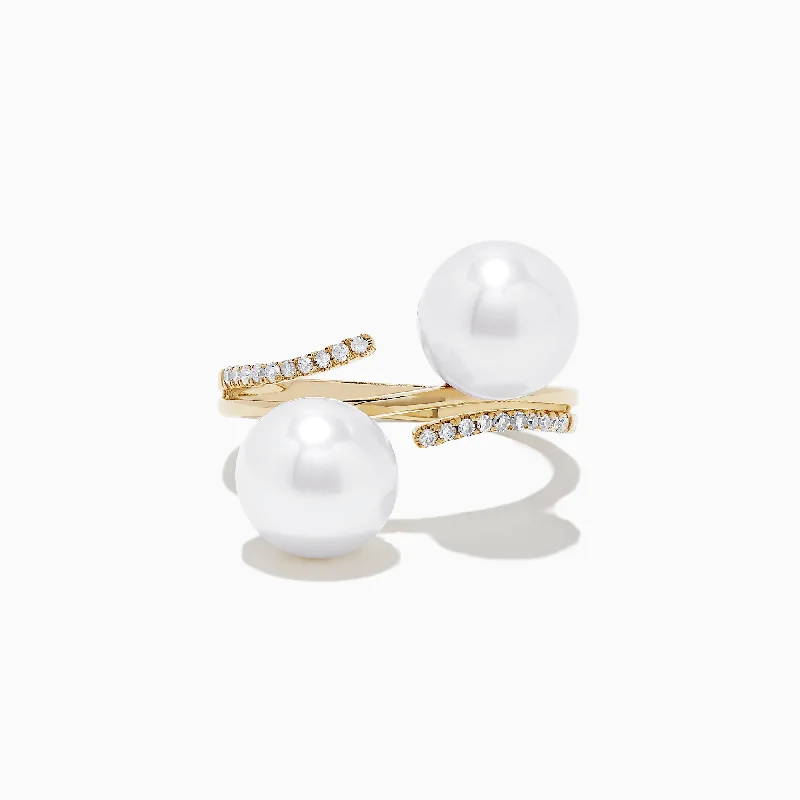 Shop Fine Jewelry With Amazing Deals Unbeatable Prices 14K Yellow Gold Cultured Pearl and Diamond Ring, 0.09 TCW Shop Fine Jewelry With Amazing Deals Unbeatable Prices 14K Yellow Gold Cultured Pearl and Diamond Ring, 0.09 TCW