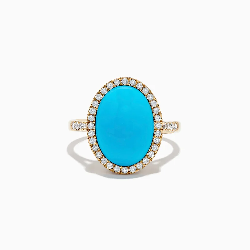 Best Jewelry Sale Prices – Limited-Time Offer Massive Savings 14K Yellow Gold Turquoise and Diamond Ring