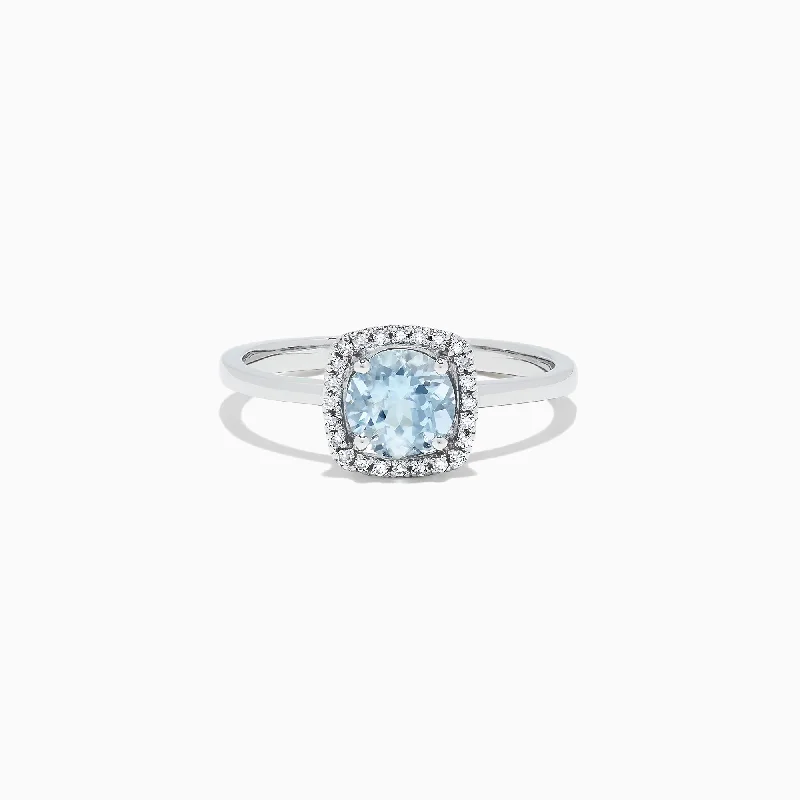 Premium Jewelry, Premium Discounts – Act Fast Bid Farewell To The Old Season Aquarius 14K White Gold Aquamarine and Diamond Ring, 0.78 TCW Premium Jewelry, Premium Discounts – Act Fast Bid Farewell To The Old Season Aquarius 14K White Gold Aquamarine and Diamond Ring, 0.78 TCW