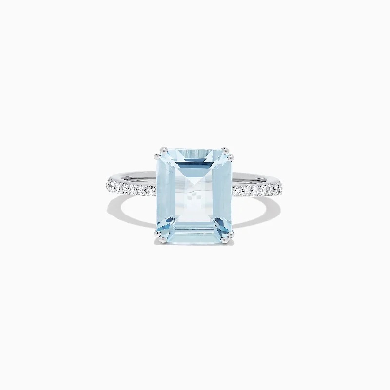 Buy More, Save More On Stunning Jewelry Pieces Dive Into Trendy Styles Aquarius 14K White Gold Aquamarine and Diamond Ring, 3.96 TCW