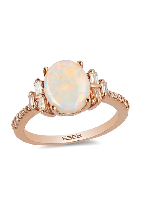 Bold And Beautiful Jewelry Now At Irresistible Prices Unleash Your Fashion Aurora 14K Rose Gold Opal and Diamond Ring, 1.78 TCW Bold And Beautiful Jewelry Now At Irresistible Prices Unleash Your Fashion Aurora 14K Rose Gold Opal and Diamond Ring, 1.78 TCW