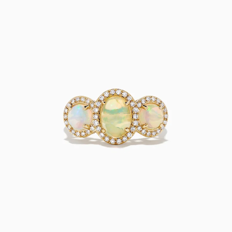 Unlock Unbeatable Jewelry Deals Before They’Re Gone Unleash Your Trend Driven Style Aurora 14K Yellow Gold Three Stone Opal and Diamond Ring, 2.39 TCW Unlock Unbeatable Jewelry Deals Before They’Re Gone Unleash Your Trend Driven Style Aurora 14K Yellow Gold Three Stone Opal and Diamond Ring, 2.39 TCW