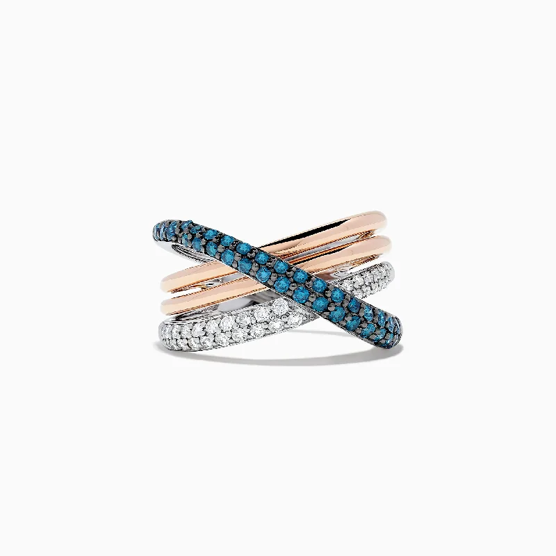 Jewelry Clearance Event – Stock Up Before It's Over Chic Style, Always In Vogue Bella Bleu 14K Two Tone Gold Blue and White Diamond Ring, 0.79 TCW Jewelry Clearance Event – Stock Up Before It's Over Chic Style, Always In Vogue Bella Bleu 14K Two Tone Gold Blue and White Diamond Ring, 0.79 TCW