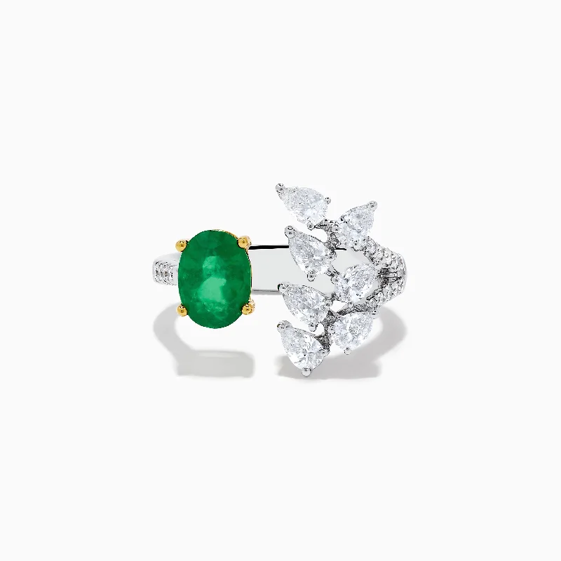 Romantic Heart-Shaped Jewelry For Special Gifts Durable Fashion Picks Brasilica 14K White Gold Emerald and Diamond Ring Romantic Heart-Shaped Jewelry For Special Gifts Durable Fashion Picks Brasilica 14K White Gold Emerald and Diamond Ring