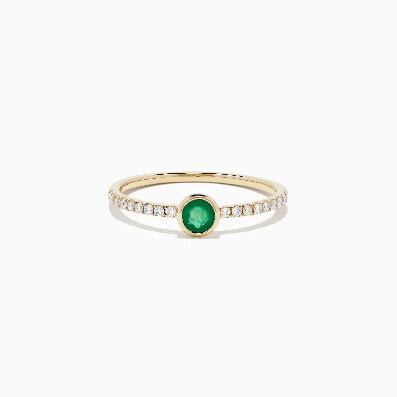 Buy More, Save More On Stunning Jewelry Pieces Fashion Deal Brasilica 14K Yellow Gold Emerald and Diamond Ring, 0.37 TCW