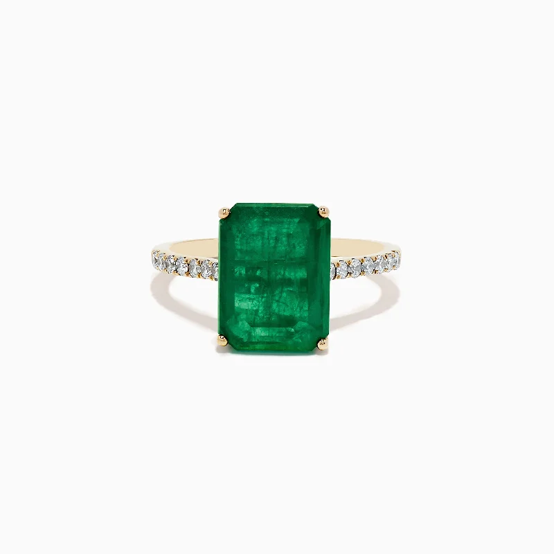 Shop Elegant Jewelry At Unbeatable Prices Valentine's Special Brasilica 14K Yellow Gold Emerald and Diamond Ring Shop Elegant Jewelry At Unbeatable Prices Valentine's Special Brasilica 14K Yellow Gold Emerald and Diamond Ring