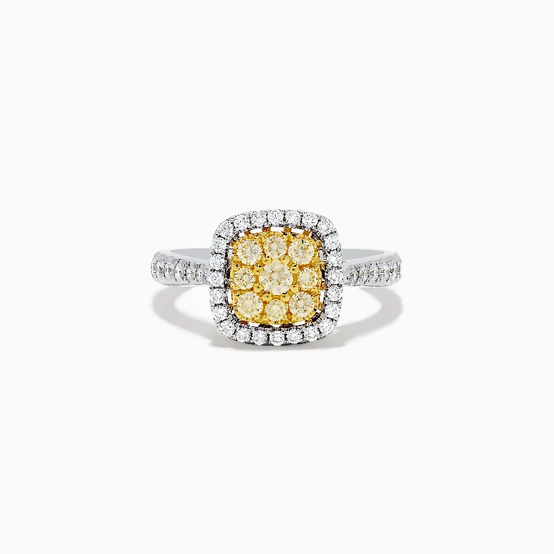 Luxury Jewelry Sale – Sparkle For Less Seasonal Fashion Canare 14K Two Tone Gold Cushion Shaped Cluster Yellow Diamond Ring Luxury Jewelry Sale – Sparkle For Less Seasonal Fashion Canare 14K Two Tone Gold Cushion Shaped Cluster Yellow Diamond Ring