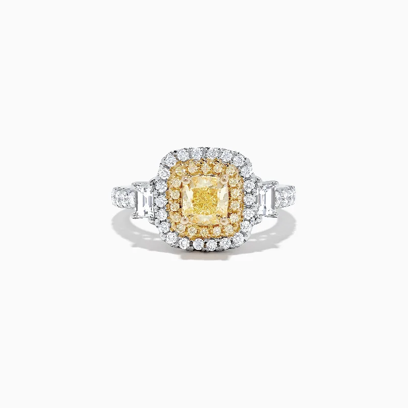 Seasonal Jewelry Sale – Upgrade Your Style Today Stylish Looks Canare 18K Two-Tone Gold Cushion Cut Yellow Diamond Ring, 1.98 TCW Seasonal Jewelry Sale – Upgrade Your Style Today Stylish Looks Canare 18K Two-Tone Gold Cushion Cut Yellow Diamond Ring, 1.98 TCW