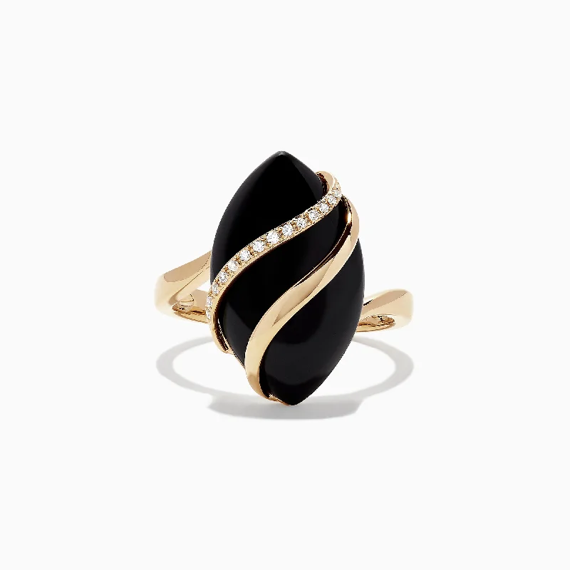 Premium Jewelry Now Available At Special Discounts Luxury Fashion Eclipse 14K Yellow Gold Onyx and Diamond Ring, 1.79 TCW Premium Jewelry Now Available At Special Discounts Luxury Fashion Eclipse 14K Yellow Gold Onyx and Diamond Ring, 1.79 TCW