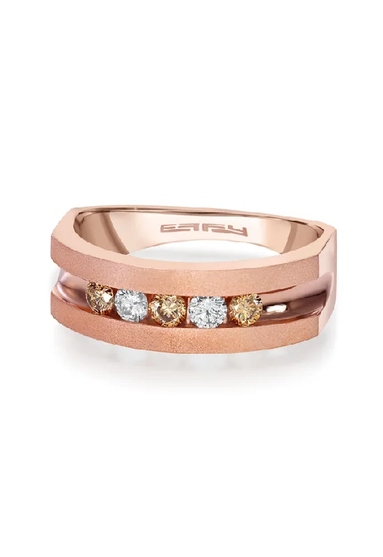 Luxury Jewelry At Unbeatable Discounts Modern Fashion Sale Men's 14K Rose Gold Espresso and White Diamond Ring, 0.49 TCW Luxury Jewelry At Unbeatable Discounts Modern Fashion Sale Men's 14K Rose Gold Espresso and White Diamond Ring, 0.49 TCW