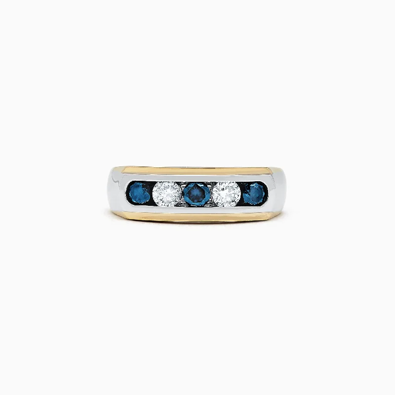 Huge Savings On Timeless Jewelry Collections Affordable Luxury Fashion Men's 14K Two-Tone Gold Blue and White Diamond Ring, 0.98 TCW Huge Savings On Timeless Jewelry Collections Affordable Luxury Fashion Men's 14K Two-Tone Gold Blue and White Diamond Ring, 0.98 TCW