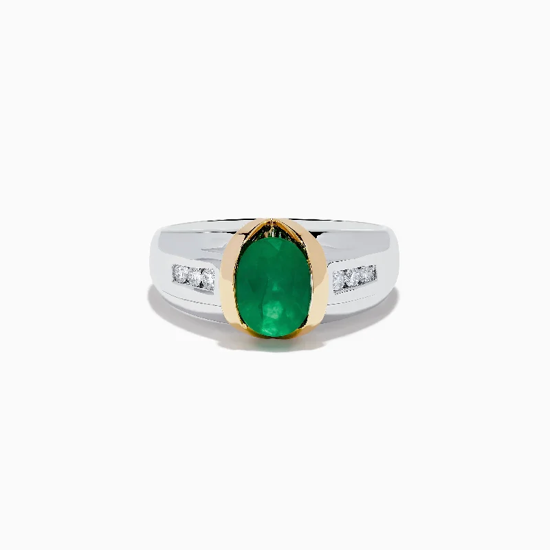 Get The Jewelry You Love At A Price You Love New Season Fashion Preview Sale Mens 14K Two-Tone Gold Emerald and Diamond Ring Get The Jewelry You Love At A Price You Love New Season Fashion Preview Sale Mens 14K Two-Tone Gold Emerald and Diamond Ring
