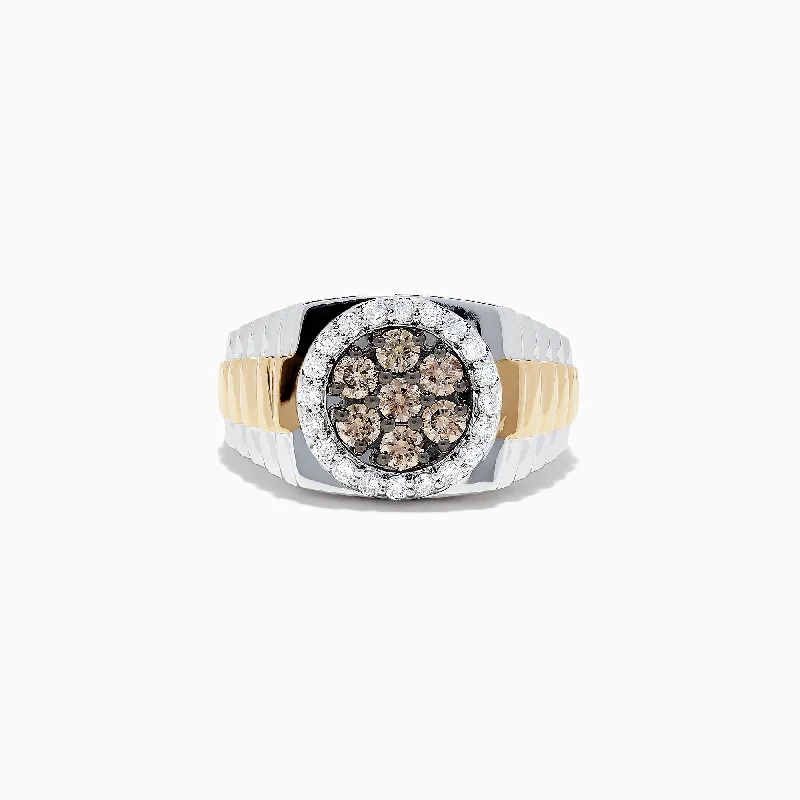 Exclusive Jewelry Offers – Sparkle For Less Bold Style Discounts Men's 14K Two-Tone Gold Espresso and White Diamond Ring, 0.97 TCW Exclusive Jewelry Offers – Sparkle For Less Bold Style Discounts Men's 14K Two-Tone Gold Espresso and White Diamond Ring, 0.97 TCW