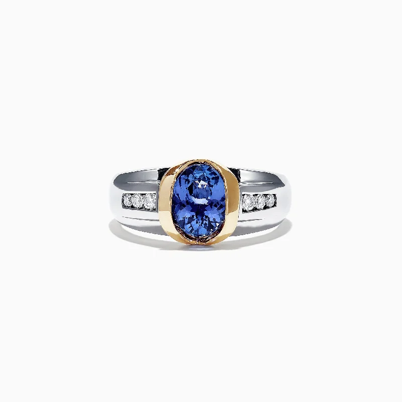 Handcrafted Jewelry Sale – Unique Designs At Low Prices Fashion Sale Men's 14K Two-Tone Gold Tanzanite Diamond Ring, 1.90 TCW Handcrafted Jewelry Sale – Unique Designs At Low Prices Fashion Sale Men's 14K Two-Tone Gold Tanzanite Diamond Ring, 1.90 TCW