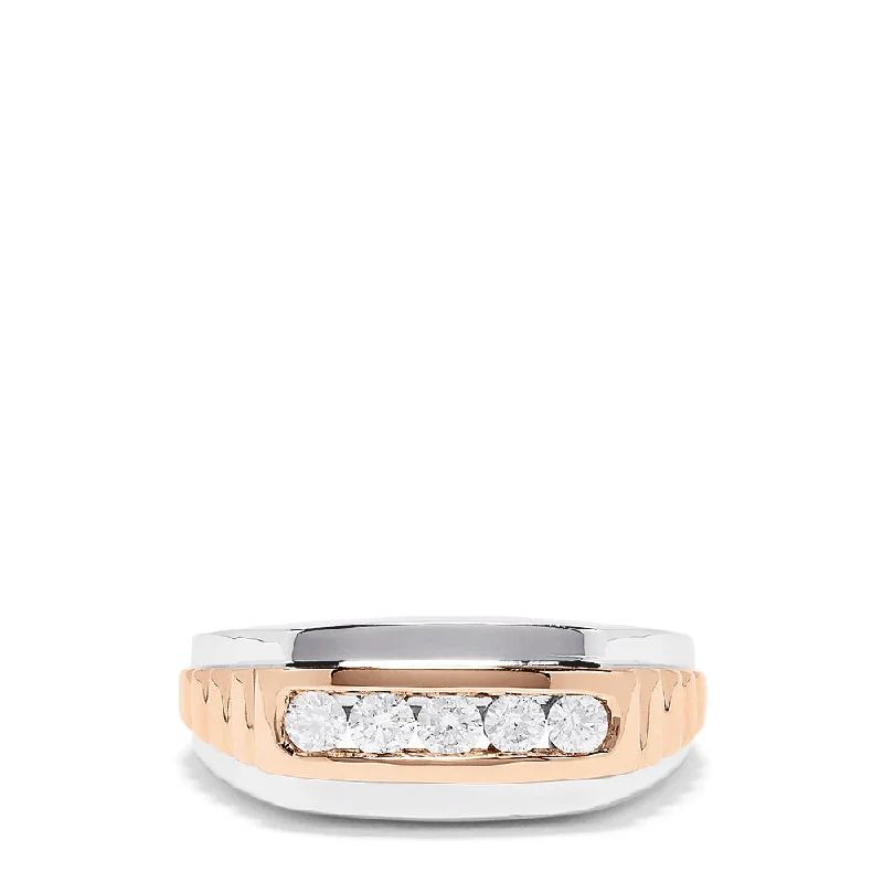 Bestselling Jewelry At Special Promotional Rates Vintage-Inspired Style Offers Men's 14K White and Rose Gold Diamond Ring, 0.49 TCW Bestselling Jewelry At Special Promotional Rates Vintage-Inspired Style Offers Men's 14K White and Rose Gold Diamond Ring, 0.49 TCW
