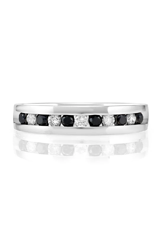 Discounted Jewelry For A Glamorous Look Urban Style Promotions Men's 14K White Gold Black and White Diamond Ring, 0.51 TCW Discounted Jewelry For A Glamorous Look Urban Style Promotions Men's 14K White Gold Black and White Diamond Ring, 0.51 TCW