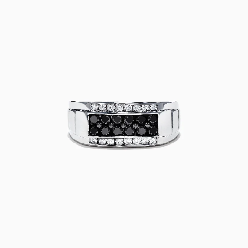Fashion-Forward Jewelry At Incredible Prices Romantic Fashion Discounts Men's 14K White Gold Black and White Diamond Ring, 0.96 TCW Fashion-Forward Jewelry At Incredible Prices Romantic Fashion Discounts Men's 14K White Gold Black and White Diamond Ring, 0.96 TCW