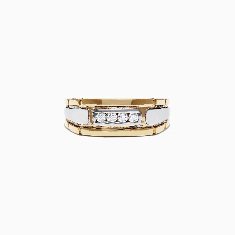 Dazzle With Discounts – Shop Jewelry On Sale Fashionista Sale Men's 14K Yellow and White Gold Diamond Ring, 0.20 TCW Dazzle With Discounts – Shop Jewelry On Sale Fashionista Sale Men's 14K Yellow and White Gold Diamond Ring, 0.20 TCW