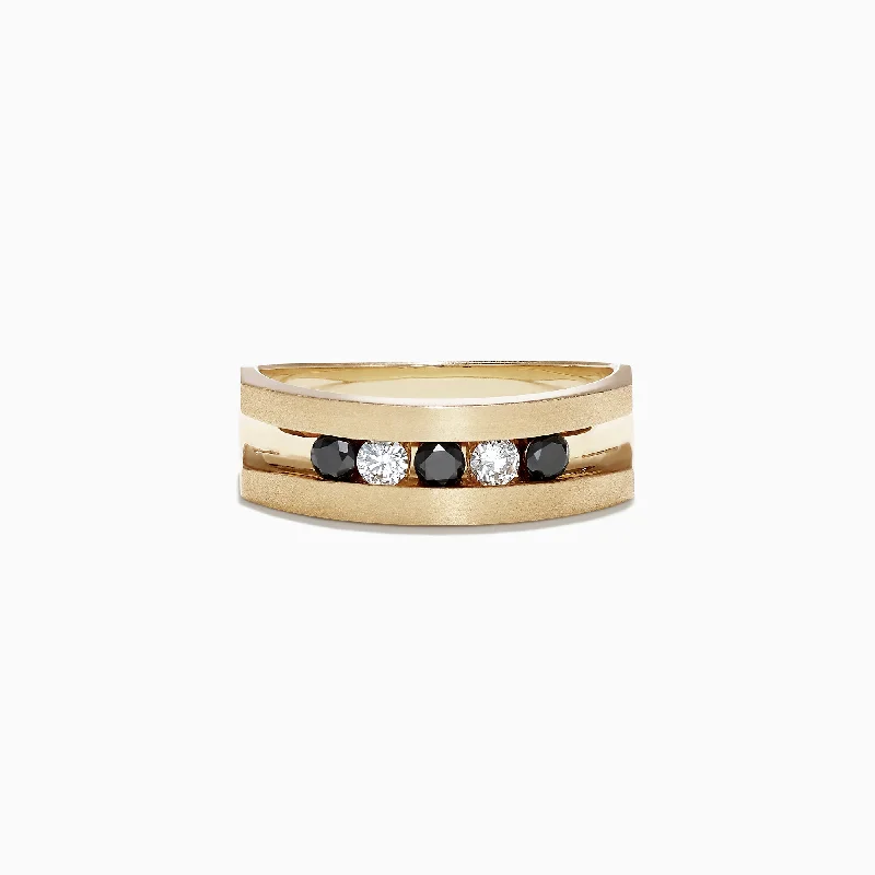 Sparkle For Less – Shop Our Limited-Time Jewelry Deals Sustainable Fashion Extravaganza Mens 14K Yellow Gold Black and White Diamond Ring, 0.49 TCW Sparkle For Less – Shop Our Limited-Time Jewelry Deals Sustainable Fashion Extravaganza Mens 14K Yellow Gold Black and White Diamond Ring, 0.49 TCW