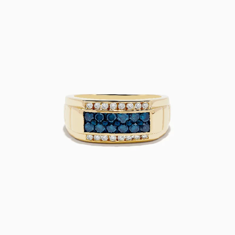 Huge Markdowns On Premium Jewelry Styles Exclusive Designer Style Deals Men's 14K Yellow Gold Blue and White Diamond Ring Huge Markdowns On Premium Jewelry Styles Exclusive Designer Style Deals Men's 14K Yellow Gold Blue and White Diamond Ring
