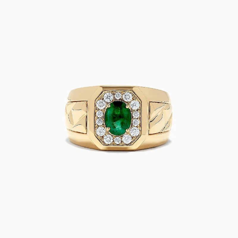 Flash Deals On Fine Jewelry – Shop Before It's Gone Flirty Fashion Discounts Men's 14K Yellow Gold Emerald and Diamond Ring, 1.55 TCW Flash Deals On Fine Jewelry – Shop Before It's Gone Flirty Fashion Discounts Men's 14K Yellow Gold Emerald and Diamond Ring, 1.55 TCW
