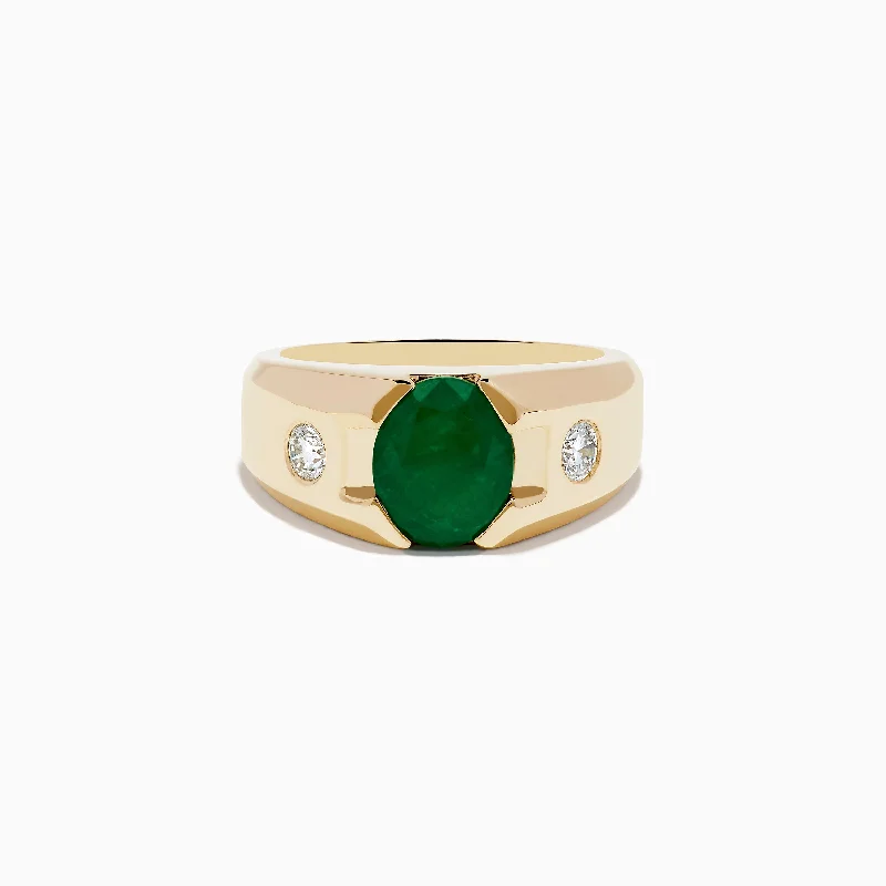 Timeless Beauty, Unbeatable Deals – Jewelry Sale On Vintage-Modern Style Offers Men's 14K Yellow Gold Emerald and Diamond Ring Timeless Beauty, Unbeatable Deals – Jewelry Sale On Vintage-Modern Style Offers Men's 14K Yellow Gold Emerald and Diamond Ring