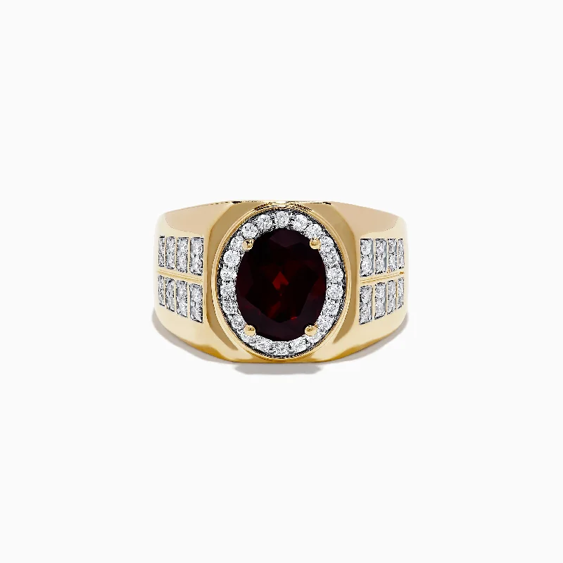 Handcrafted Beauty At Affordable Prices The Good Stuff Men's 14K Yellow Gold Garnet and Diamond Ring Handcrafted Beauty At Affordable Prices The Good Stuff Men's 14K Yellow Gold Garnet and Diamond Ring