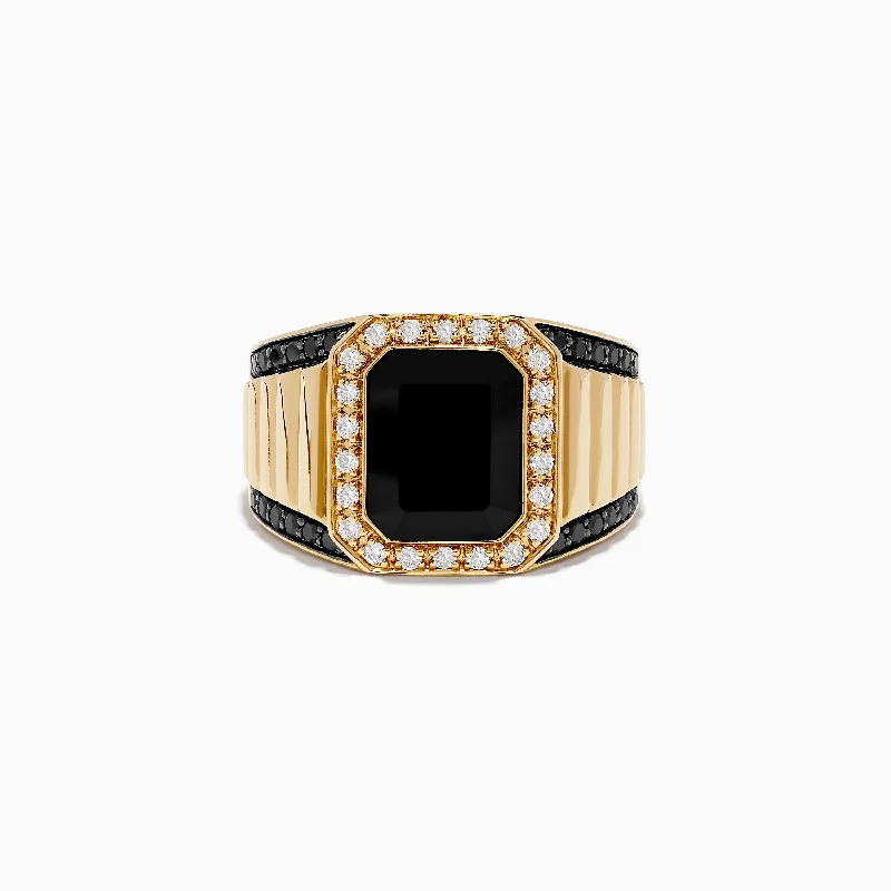 Your Dream Jewelry At Dream Prices New In This Season Men's 14K Yellow Gold Onyx and Diamond Ring